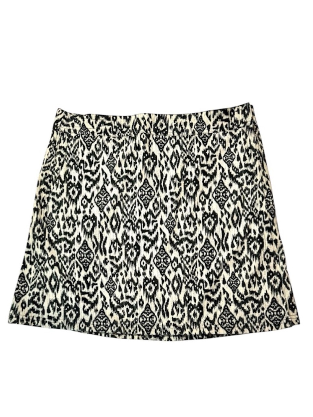 Ripskirt Hawaii Wrap Skirt Ikat Print Velcro Travel Beach Black Cream Size L